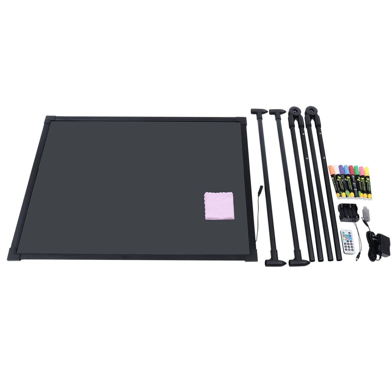 Angle. Stock Preferred - LED Illuminated Message Writing Board with Stand - Black (Frame), Multi-color LED Lights.