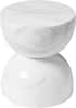 Front. LeisureMod - Sage Fiberstone Half Round Side Table, Weather Resistant Indoor/Outdoor Accent Table & Stool, Fully Assembled - Marbled White.