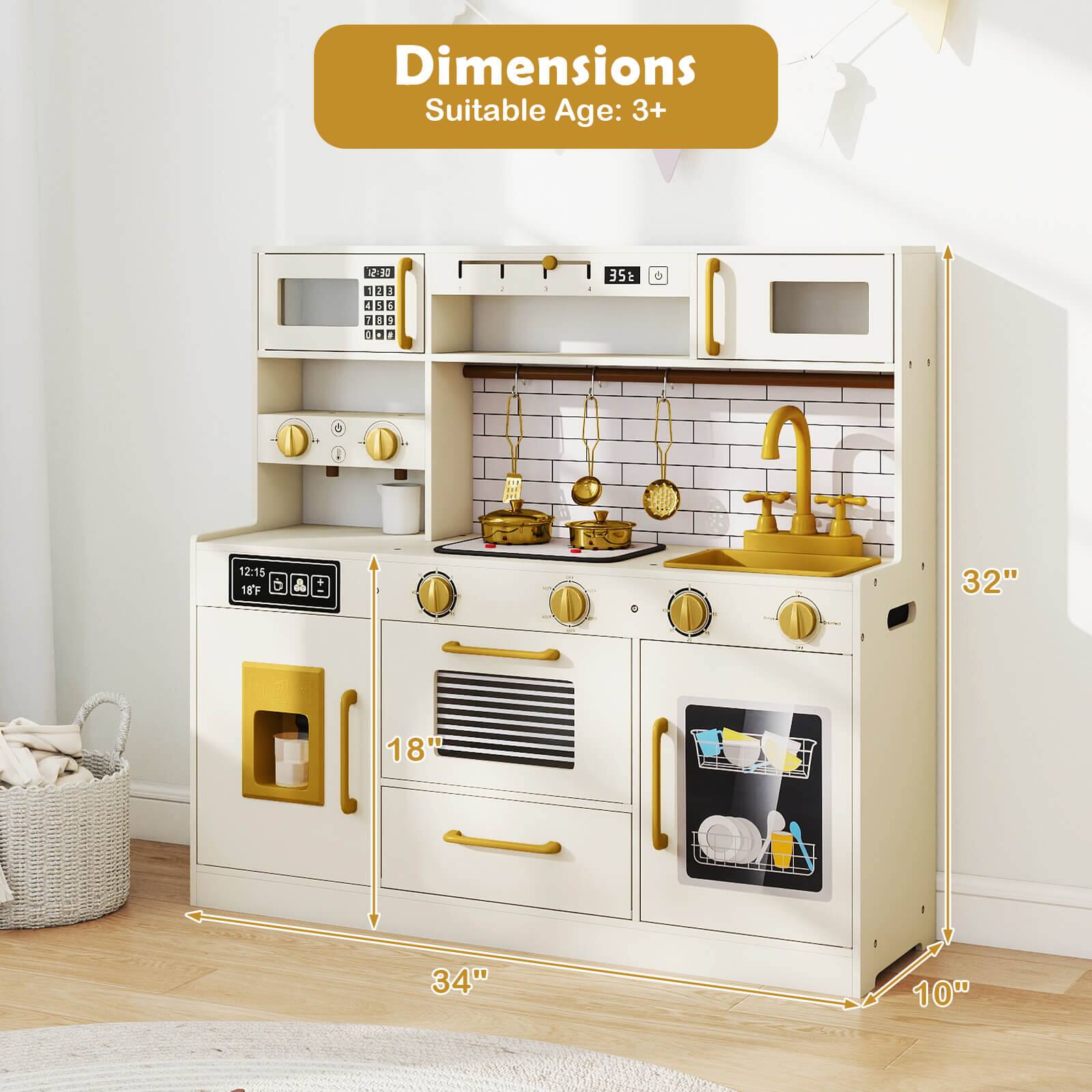 Dimensions  
Suitable Age: 3+  

Height: 35"  
Width: 34"  
Depth: 18"  
Front Depth: 10"