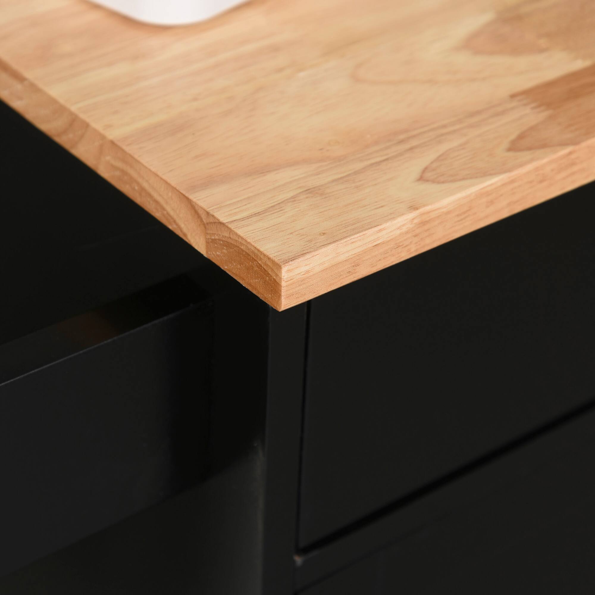 Alt View 7. Homcom - Kitchen Island Cart Rolling Trolley Cart with Drawer, Storage Cabinet & Towel Rack, Black - Black.