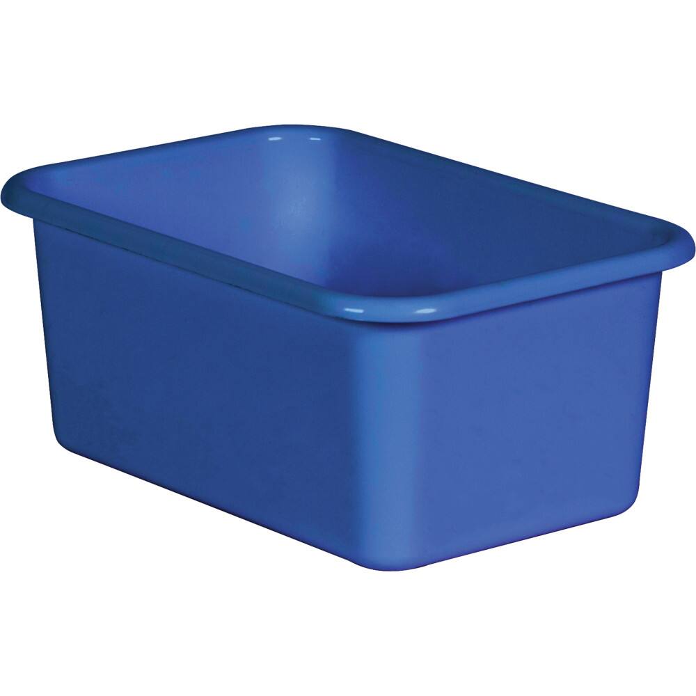 Front. Teacher Created Resources - Teacher Created Resources Blue Small Plastic Storage Bin.