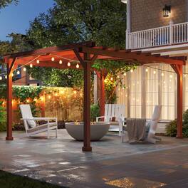 Outsunny - x 12.5' Outdoor Wood Pergola with Grape Trellis for Patio, Deck - Brown