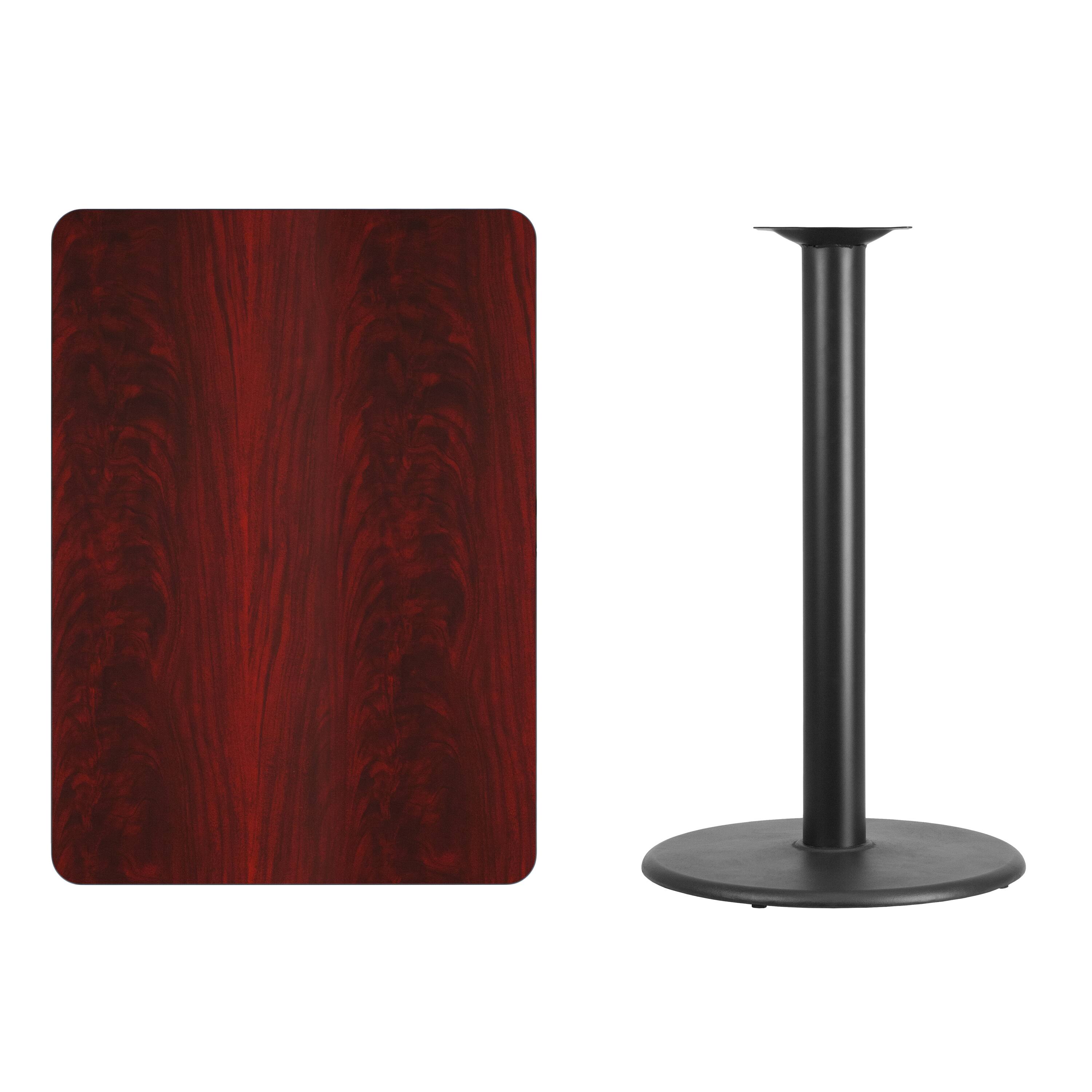 Alt View 2. Emma + Oliver - 30"x42" Rectangular Laminate Bar Table with 24" Round Base - Mahogany.