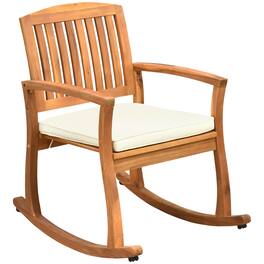 Outsunny - Outdoor Rocking Chair with Cushion, Acacia Wood Patio Rocker for Backyard, Patio, Home, Tone - Teak