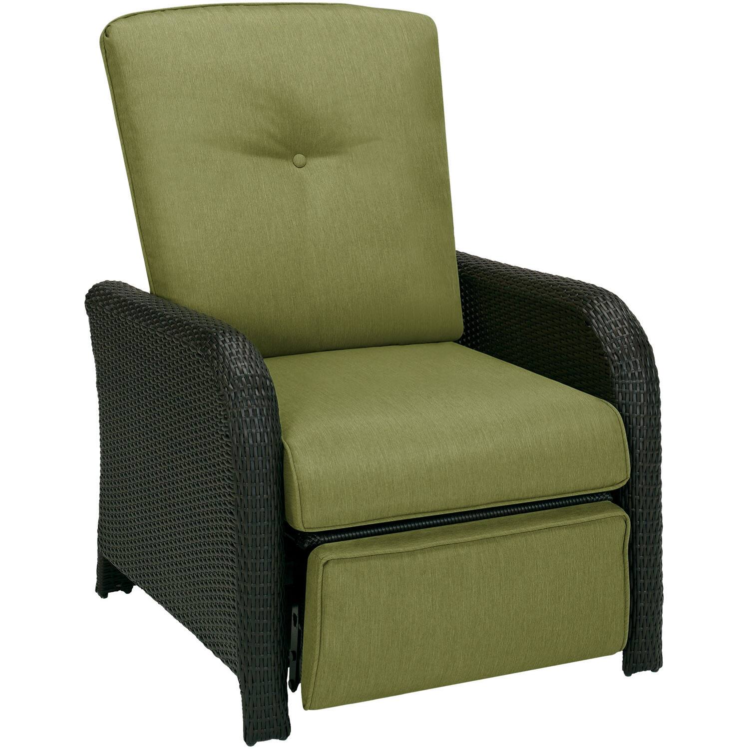 Front. Hanover - Strathmere Outdoor Reclining Armchair - Cilantro Green, Black.