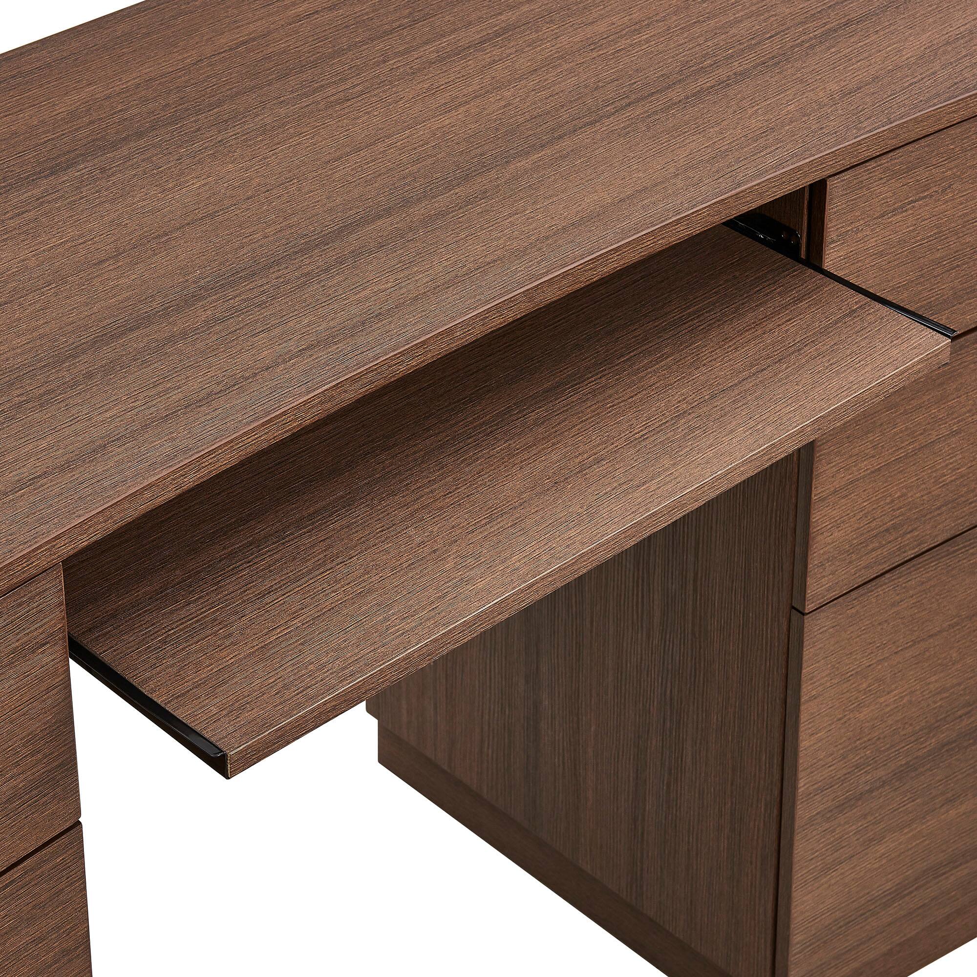 Alt View 6. Modway - Mirae 55" 6-Drawer Curved Office Desk by Modway - Brushed Brown Oak.