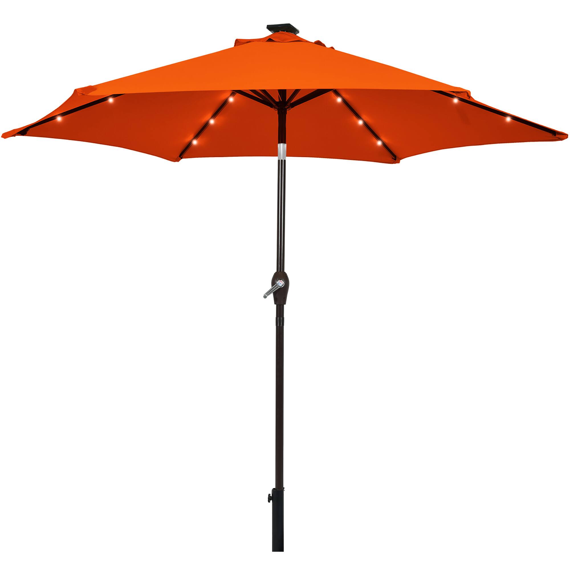 Alt View 1. Costway - 9' Solar LED Lighted Patio Market Umbrella Tilt Adjustment Crank Lift - Orange.