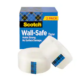 3M - Scotch Wall-Safe Tape, 2 Refill Rolls, Clear Removable Wall Tape with Matte Finish for Hanging Photos, Art, and Décor, 3