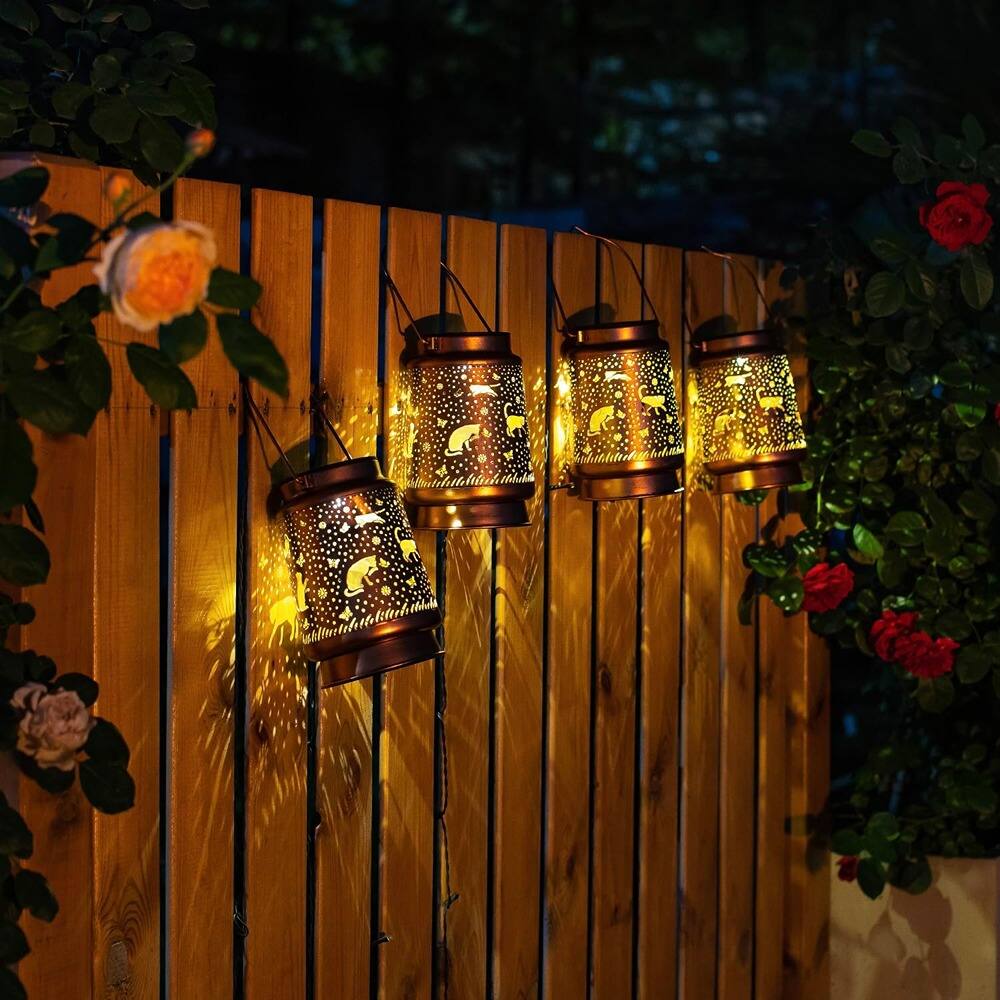 Alt View 2. Schertz - Cat Solar Lantern – Waterproof LED Hanging Light for Outdoor Garden & Patio - brown.