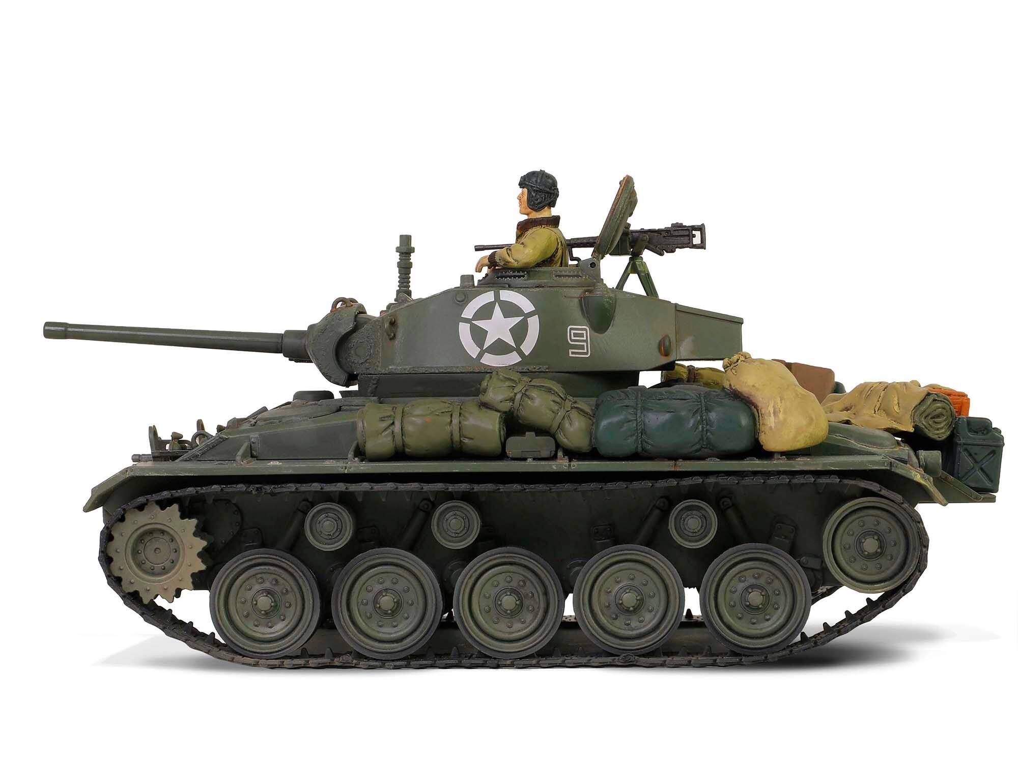 Alt View 2. Forces Of Valor - M24 Chaffee Light Tank "Germany, WWII" (1945) US Army "Armoured Fighting Vehicle" Series 1/32 Model by Forces of Valor.