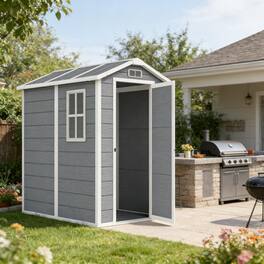 Anysun - 2-Door Windowed Spacious Outdoor Shed with Vent and Lock Key, Assembly Required - Gray