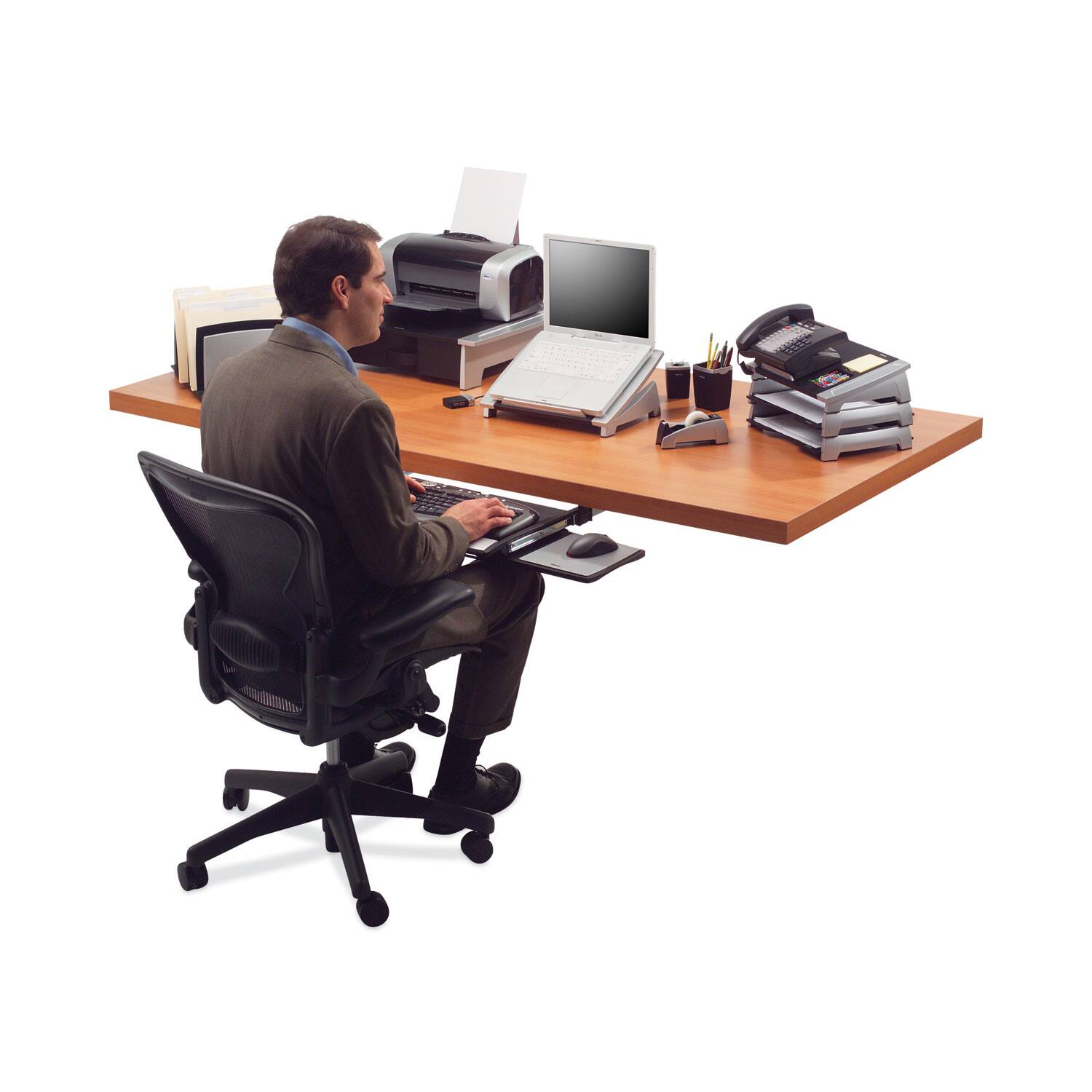 Left. Fellowes - Office Suites Printer/machine Stand, 21.25 X 18.06 X 5.25, Black/silver - Black|Silver.