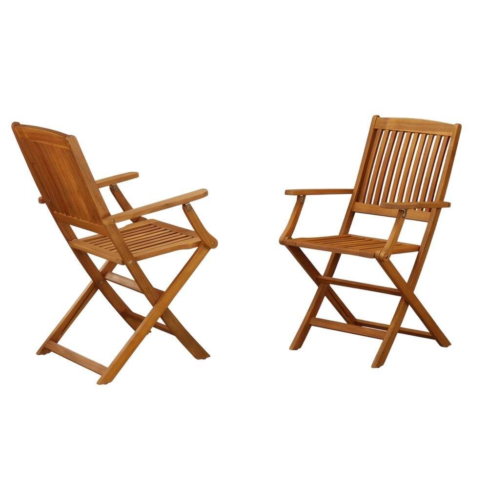 Angle. Outdoor Escape - Wooden Patio Chair Set of 2 - Oil Finish, Durable and Comfortable Seating - Brown.