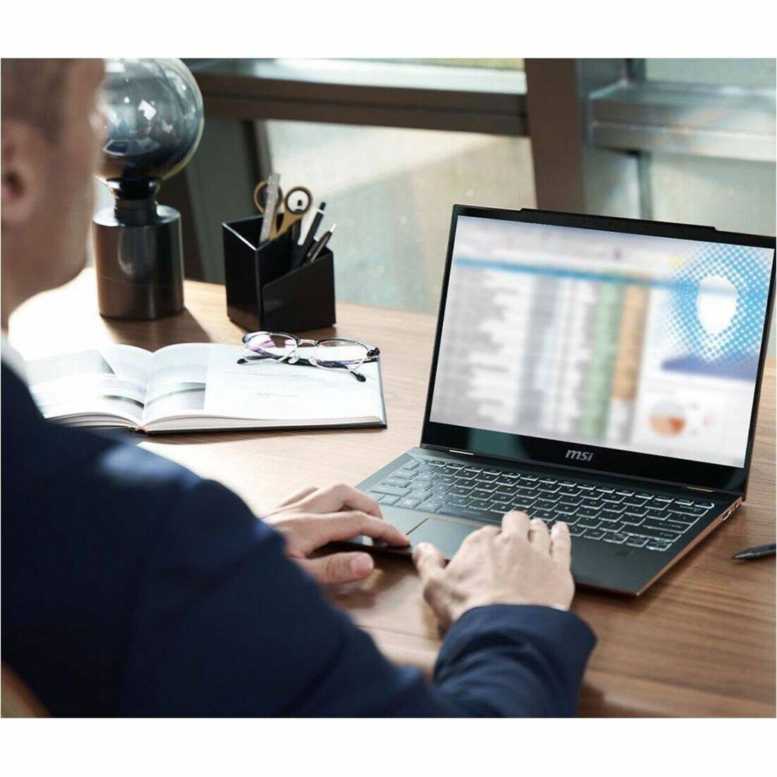 Alt View 40. MSI - Summit E13 AI Evo A1M 2-in-1 13.3" Touch Screen Laptop - Intel Core Ultra 7 with 32GB Memory - 1 TB SSD - Ink Black, Black.