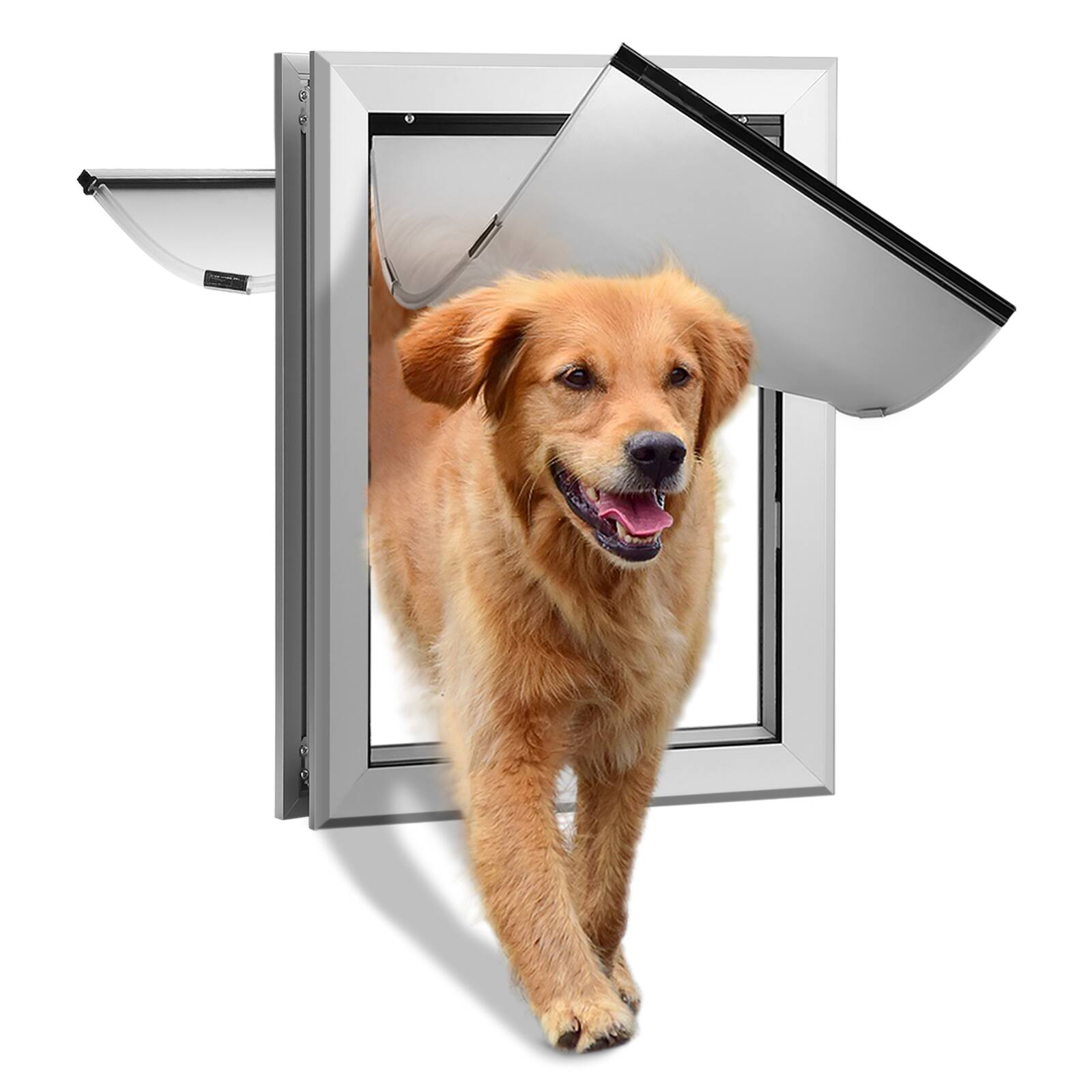 Alt View 1. Ownpets - Double-Flaps Aluminum Pet Door Larger Size.