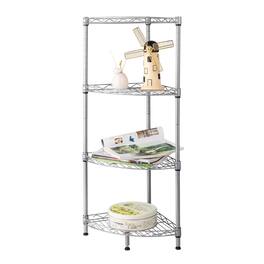 Winado - 4-Tier Corner Shelf Display Rack Storage Metal Wire Shelves Organizer Organizer Space Saving for Home Kitchen Bathroom - Silver Gray