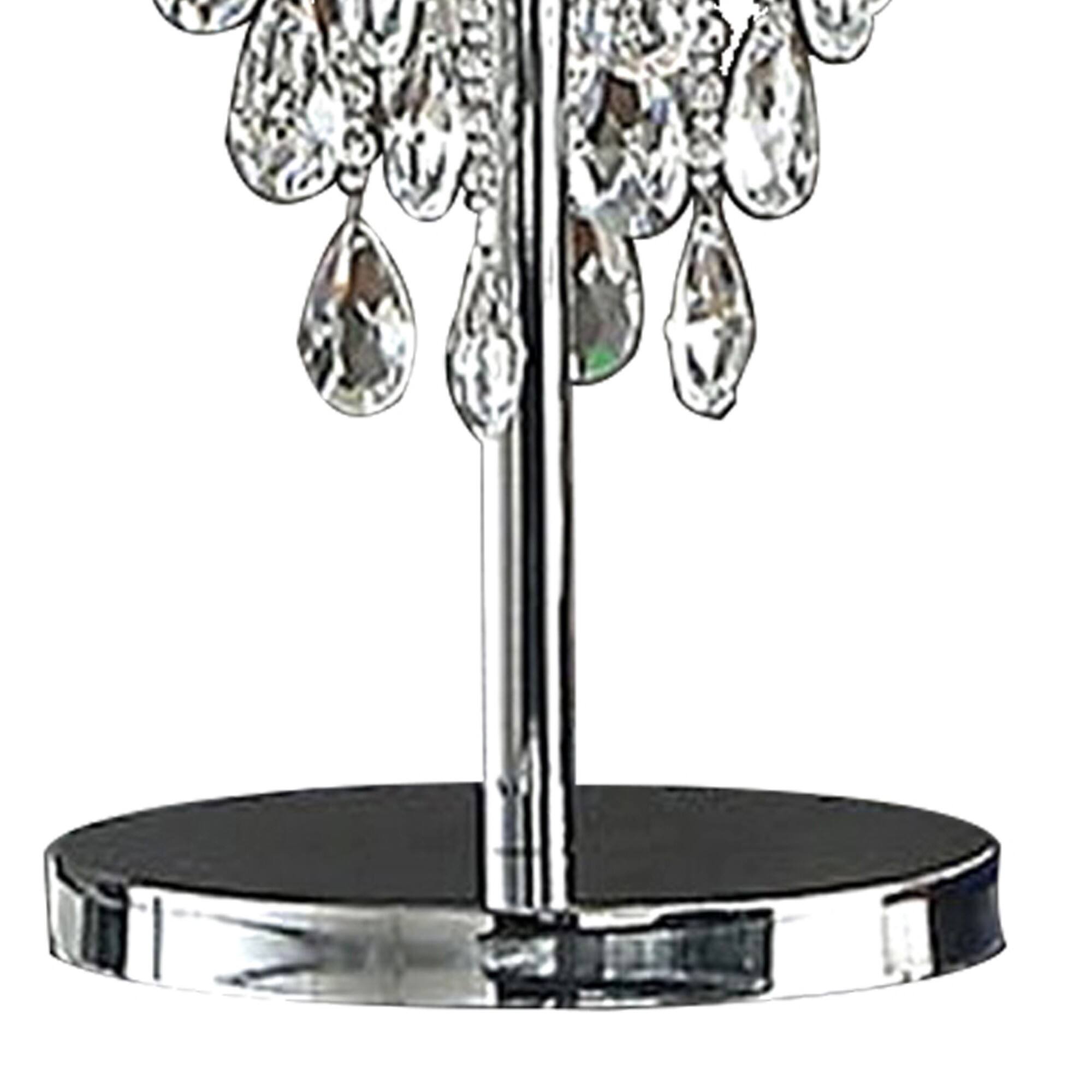 Back. Manhattan Lane - Cara 27 Inch Table Lamp, Hanging Drop Design, Crystal and Metal, Chrome - Chrome.