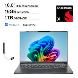Acer - Aspire 16 AI Laptop 16.0 WUXGA (Qualcomm Snapdragon X X1-26-100, 16GB LPDDR5X, 1TB SSD, Win 11 Home) w/USB Hub - Steel Gray
