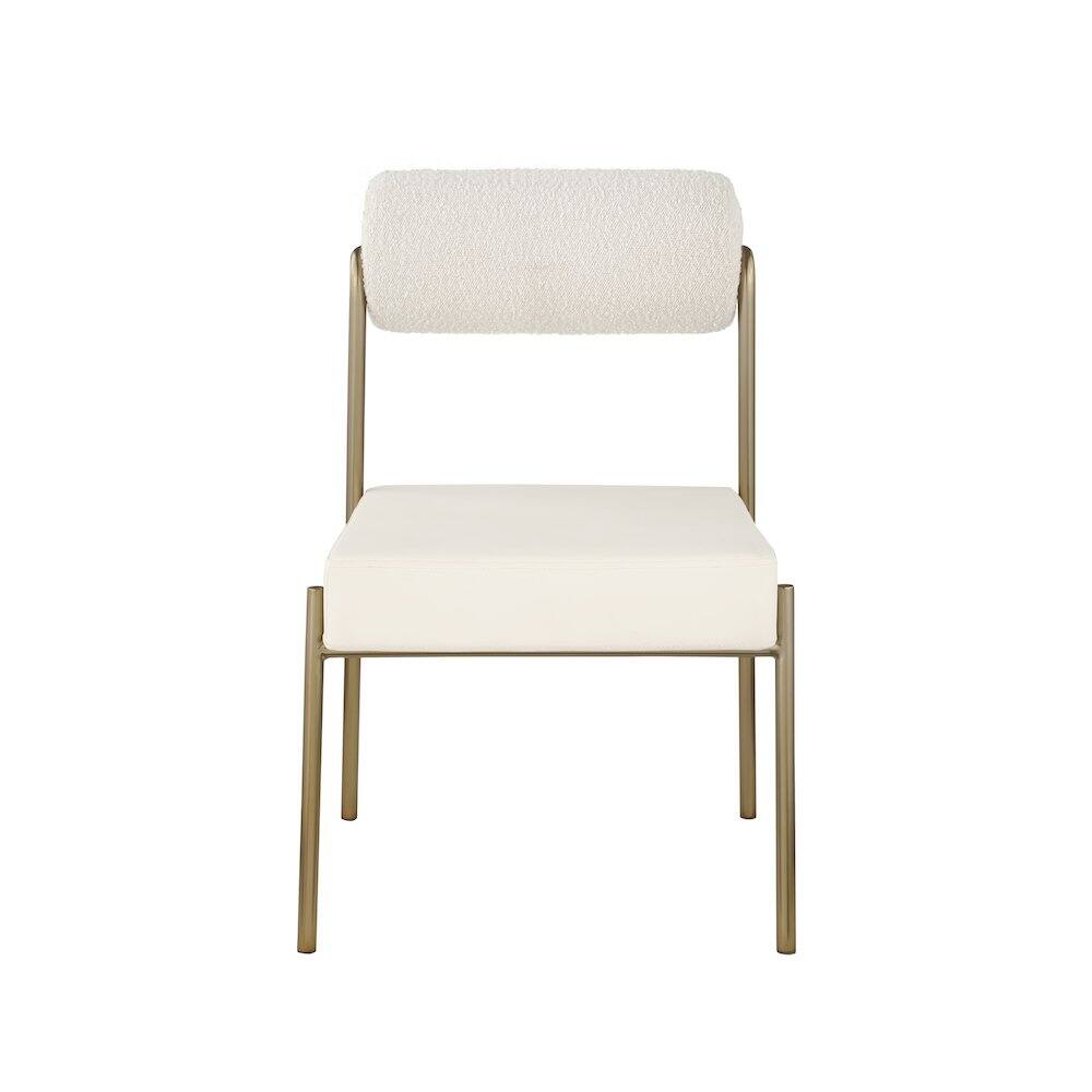 Alt View 2. Meridian Furniture - Carly Cream Vegan Leather Seat / Boucle Fabric Back Dining Chair, Set of 2 - Beige.