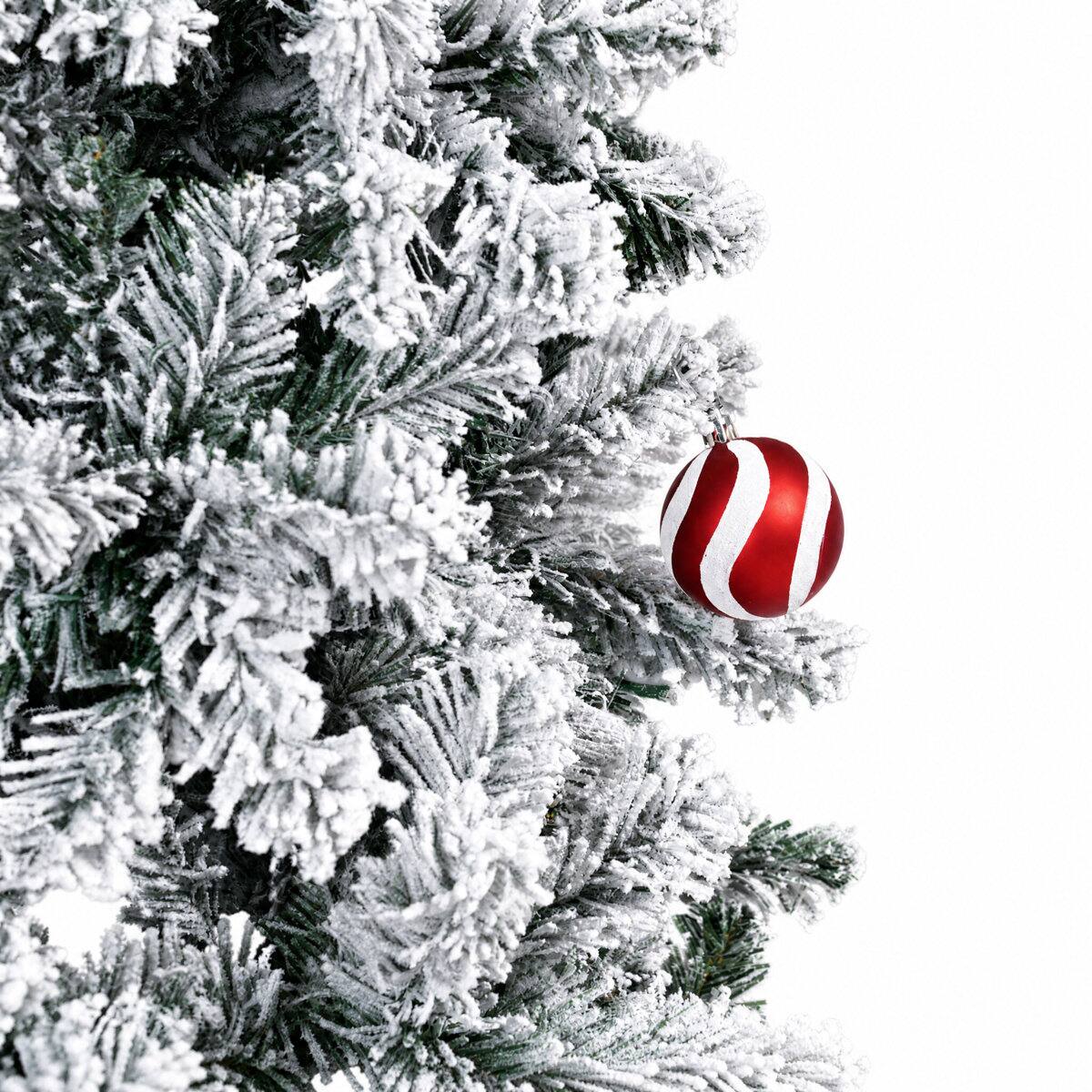 Back. Wisairt - 6FT Pre-Lit Flocked Artificial Christmas Tree, 800 Snowy Tips, 250 LED 11 Modes - Green.