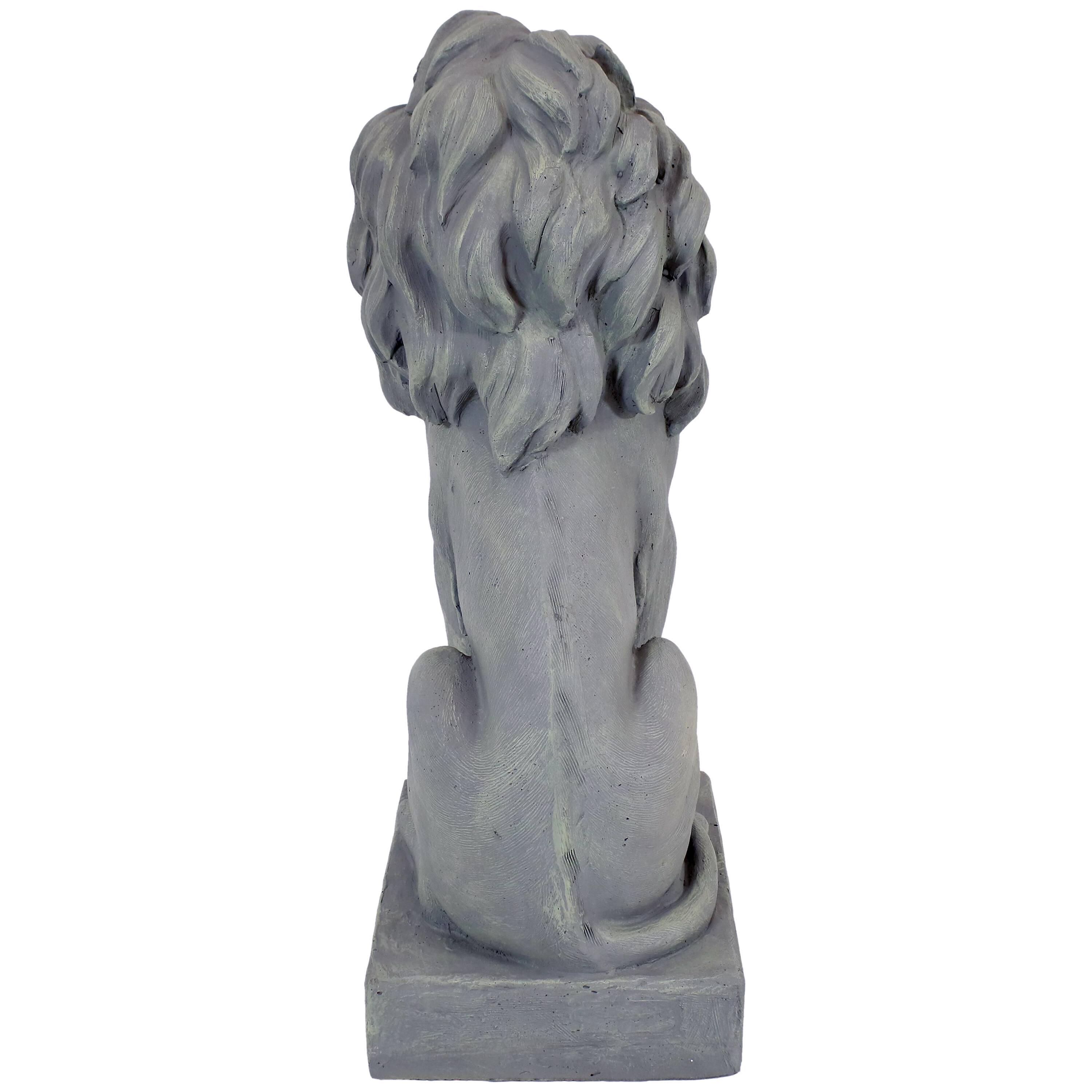 Alt View 7. Sunnydaze - Noble Beast Sitting Lion Outdoor Concrete Statue - 30 in - Grey.