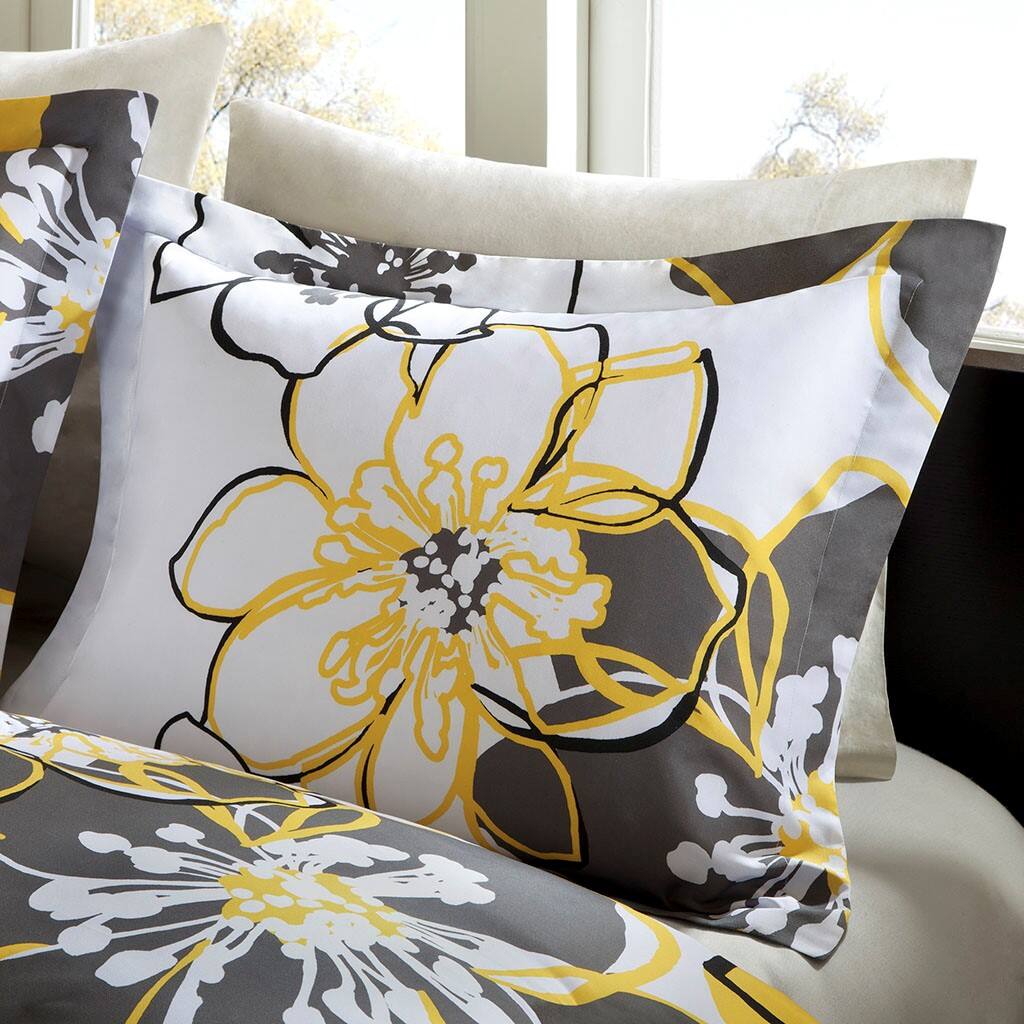 Gracie Mills - Laszlo Floral Duvet Cover Set - Yellow - Thumbnail 4
