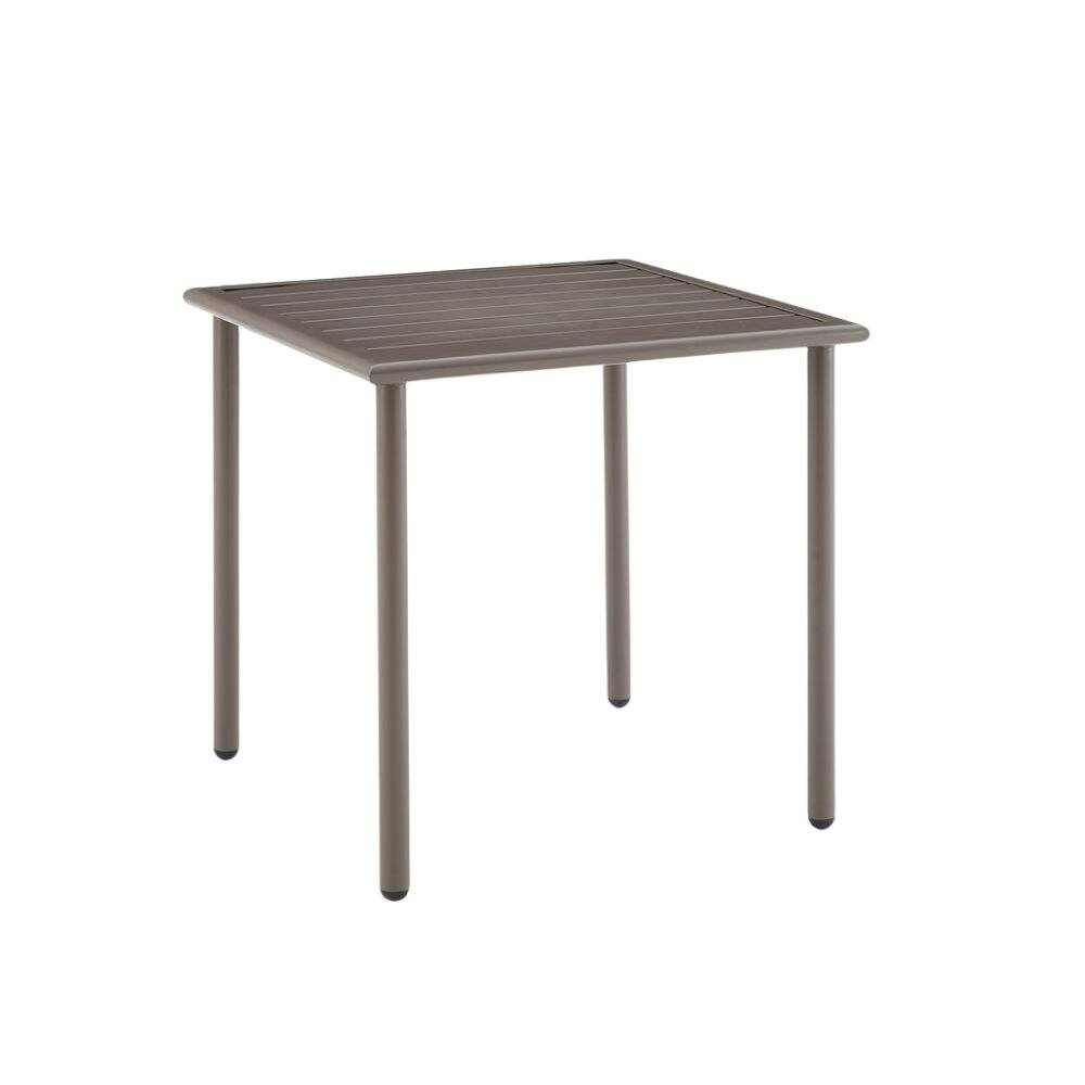 Left. Outdoor Escape - Brown Metal Side Table for Patio – Small Outdoor Pool Side Table - Light Brown.