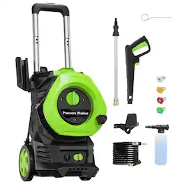 Winado - Portable Electric Pressure Washer 1700 PSI 1800W with Quick-Connect Nozzles, 24ft Hose & 16ft Cord, Telescopic Handle - Green