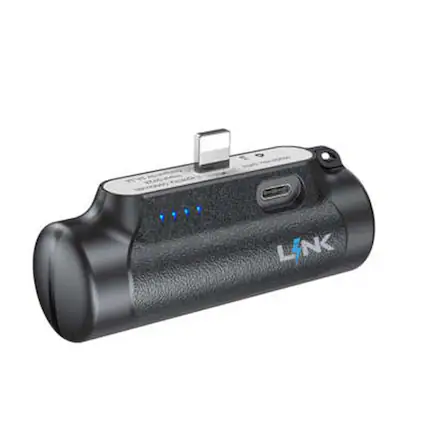Front. Link - Link Small Portable Slim 5000mAh Battery Power Bank Super Compact External Charger Made for Apple iPhones Airpods Black - Black.