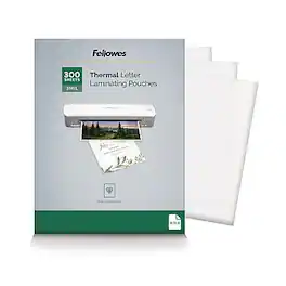 Fellowes - Thermal Laminating Pouch, Letter Size, 3 Mil, 300/Pack (5247101) - Clear