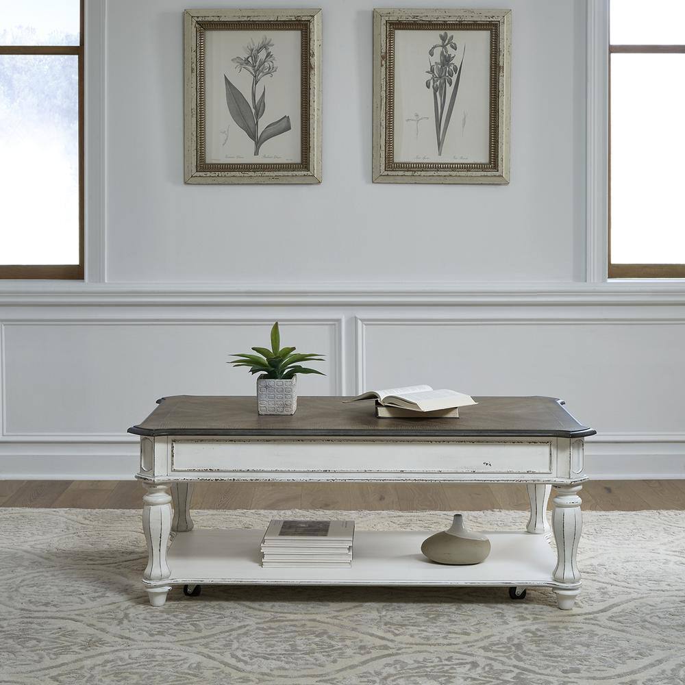 Alt View 1. Liberty Furniture Industries - Magnolia Manor Lift Top Cocktail Table in Antique White - White.