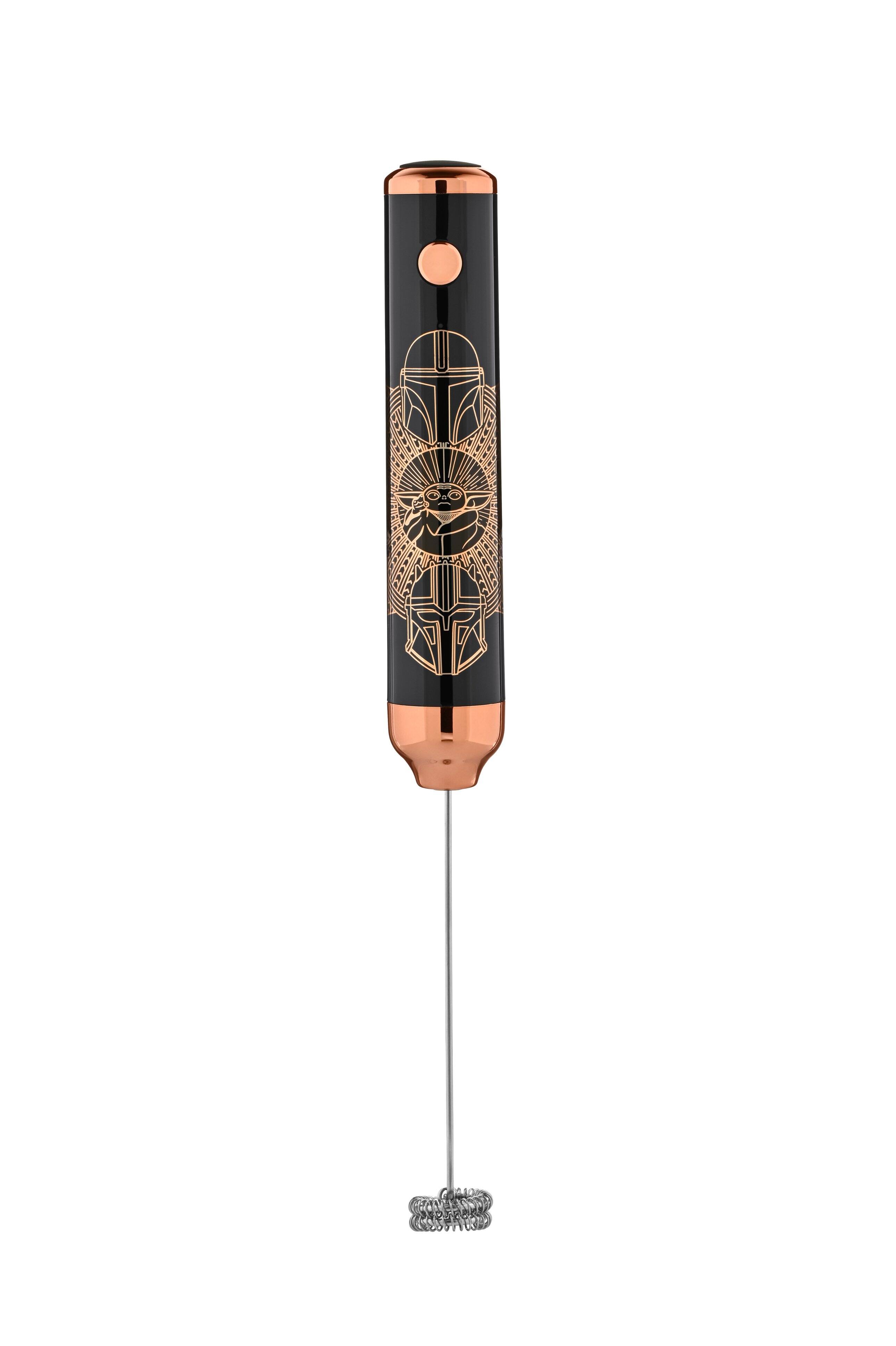 Angle. Star Wars - The Mandalorian Rechargeable Milk Frother - Black.