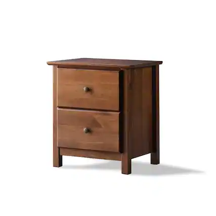 Front. Hivvago - Hivvago Farmhouse Solid Pine Wood 2 Drawer Nightstand - Brown.