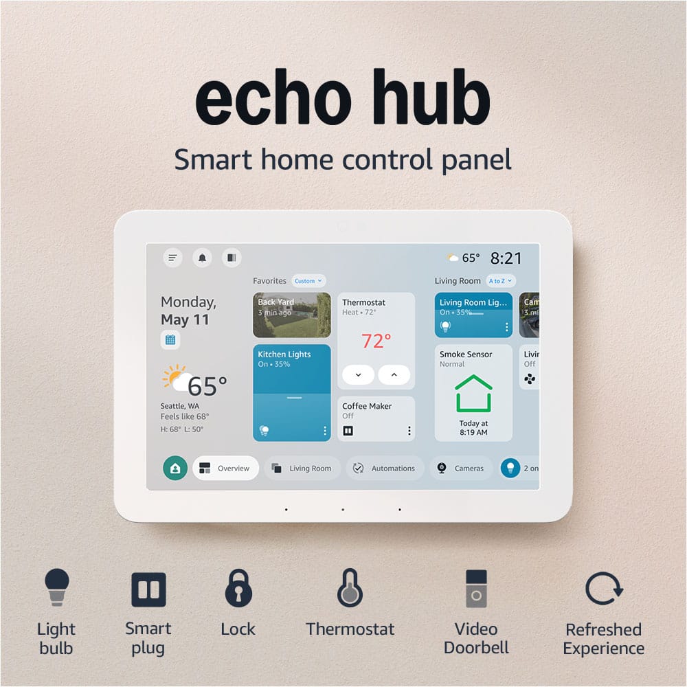 Amazon Echo Hub Smart Home Control Panel with Alexa+ White