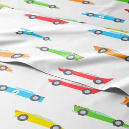 CGK Linens - Kids 4 Piece Bed Sheet Set - Cute & Cozy Wrinkle-Resistant with Vibrant Designs - Full - Racecars