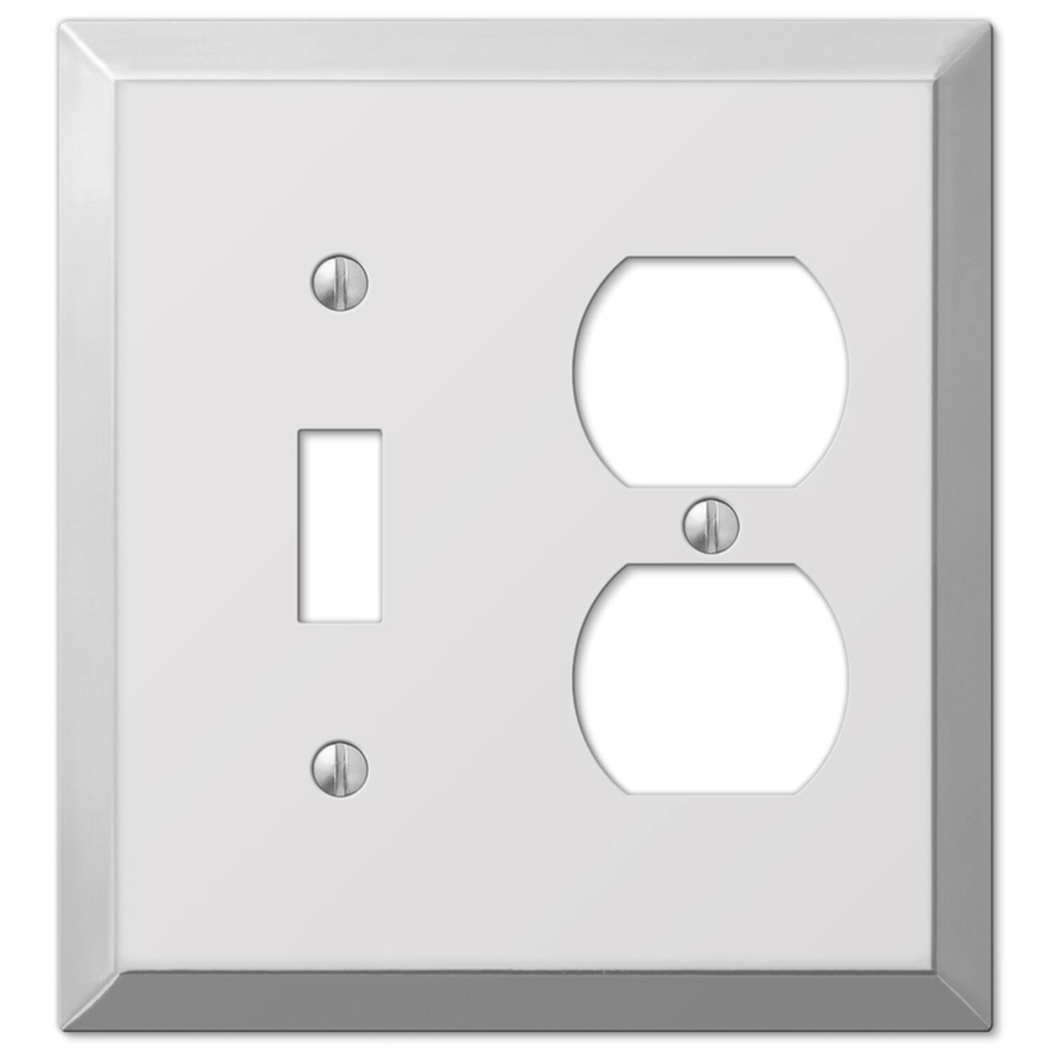 Angle. AMERELLE - Amerelle Century Polished Chrome 2 gang Stamped Steel Duplex/Toggle Wall Plate 1 pk - Chrome.