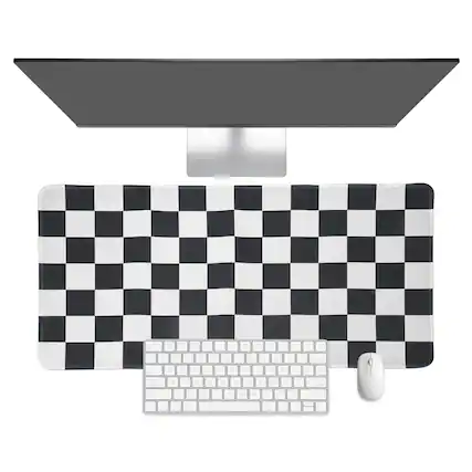 Front. Unique Bargains - Checkered Desk Mat, 35.4x15.7 Inch Mouse Pad, Non-Slip Rubber, Stitched Edges, Soft, for Computer/Laptop - Black/White.
