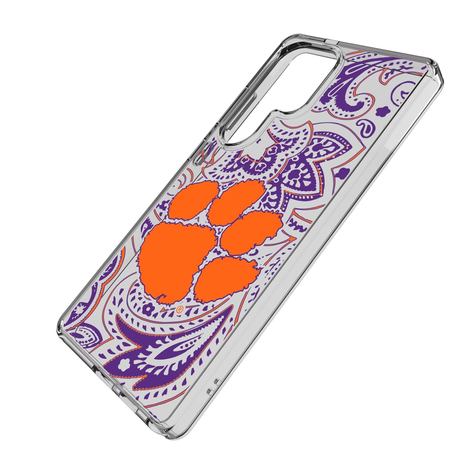 Alt View 1. Keyscaper - Clemson Tigers Paisley Galaxy Clear Case - S25 - Multicolor.