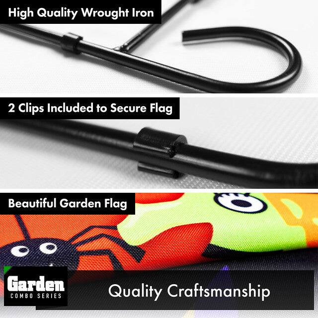 High Quality Wrought Iron  
2 Clips Included to Secure Flag  
Beautiful Garden Flag  
Quality Craftsmanship  

Garden COMBO SERIES