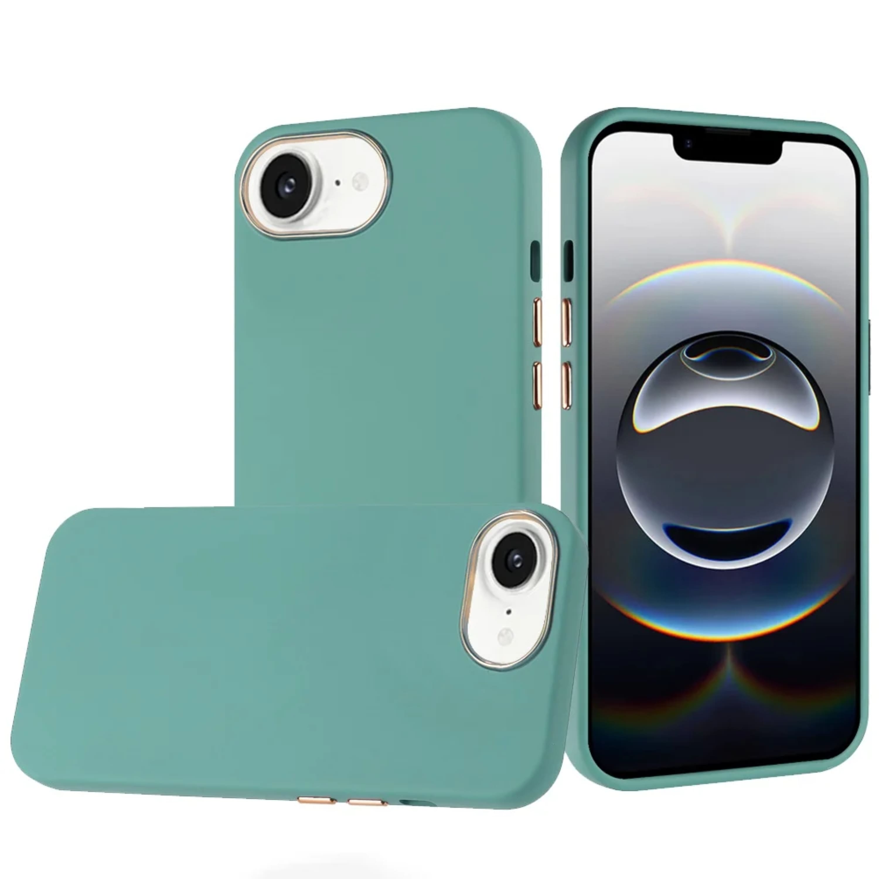 Kitcheniva - Soft Premium Slim Phone Case Chromed Buttons With Tempered Glass For iPhone 16e/17e - Teal price history on PriceWatchPro
