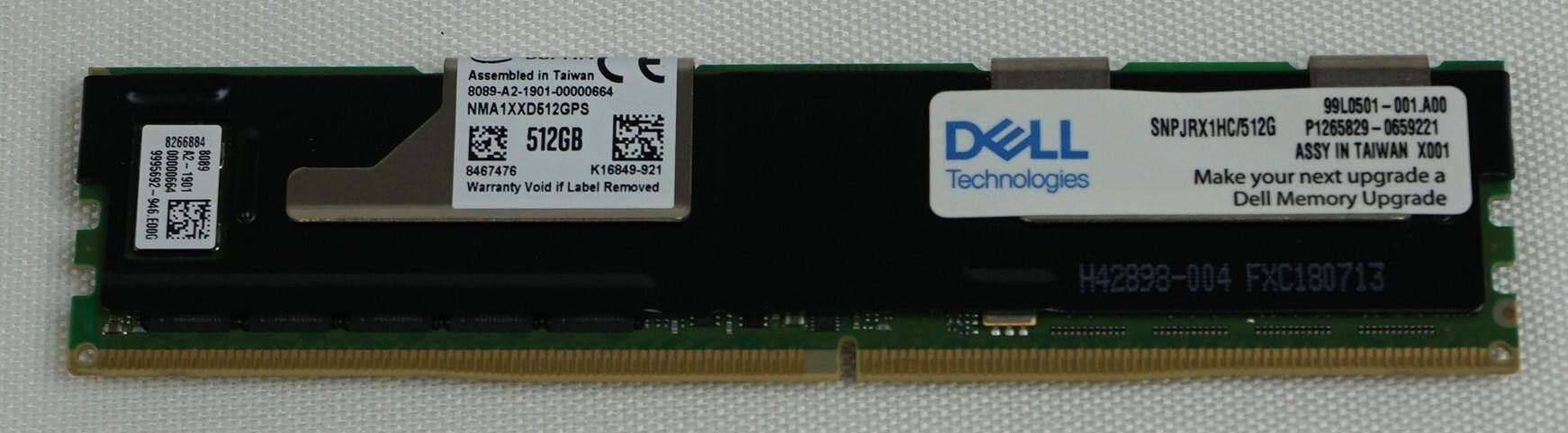 Sure, here is the grouped and corrected text from the image:
---
**Left Label:**
- 8266884 A2 8089 - 9995692- 1 00000664 1901 946 EDOG
- Assembled in Taiwan
- 8089-A2-1901-00000664
- NMA1XXD512GPS
- 512GB
- 8467476
- K16849-921
- Warranty Void if Label Removed
**Middle Label:**
- Assembled in Taiwan
- 8089-A2-1901-00000664
- NMA1XXD512GPS
- 512GB
- 8467476
- K16849-921
- Warranty Void if Label Removed
**Right Label:**
- SNFJRX1HC/512G
- P1265829-0659221
- ASSY IN TAIWAN X001
- Make your next upgrade a Dell Memory Upgrade
- 99L0501-001.A00
**Dell Technologies Logo:**
- Dell Technologies
**Additional Text:**
- H42898-004 FXC180713
---
This should cover all the text present in the image.