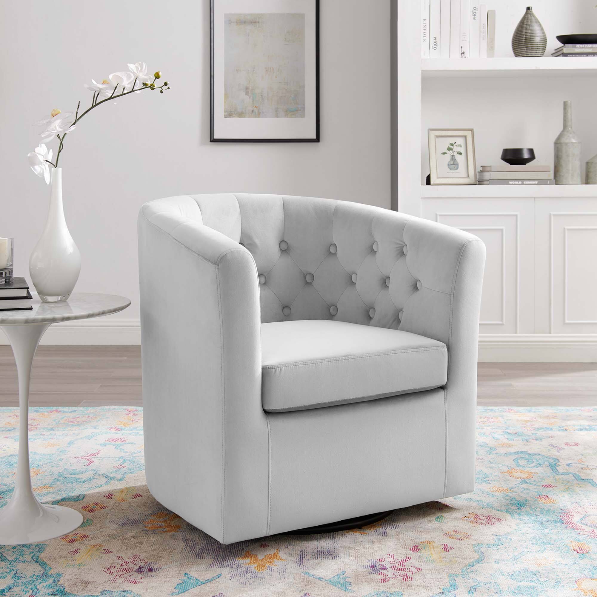 Alt View 4. Modway - Prospect Tufted Performance Velvet Swivel Armchair by Modway - Gray.