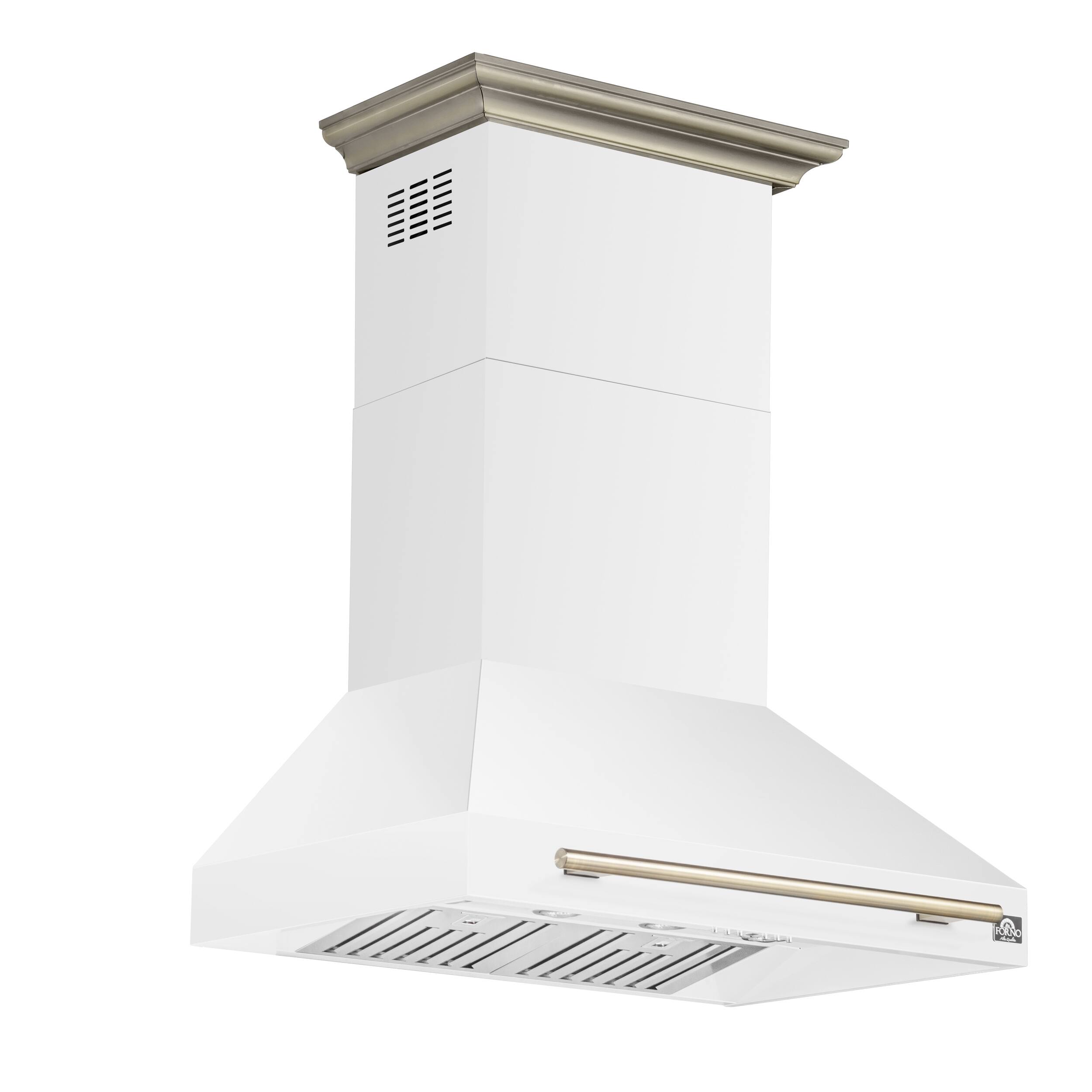 Left. Forno Appliances - Aria 36 in. Convertible Wall-Mounted Range Hood - White.