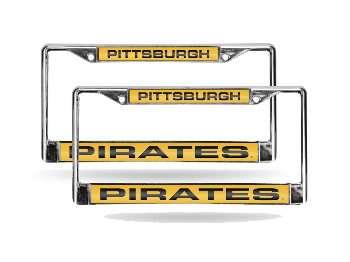 Pittsburgh Pirates Baseball Chrome Metal Laser License Plate Frame - Set of 2 Frames