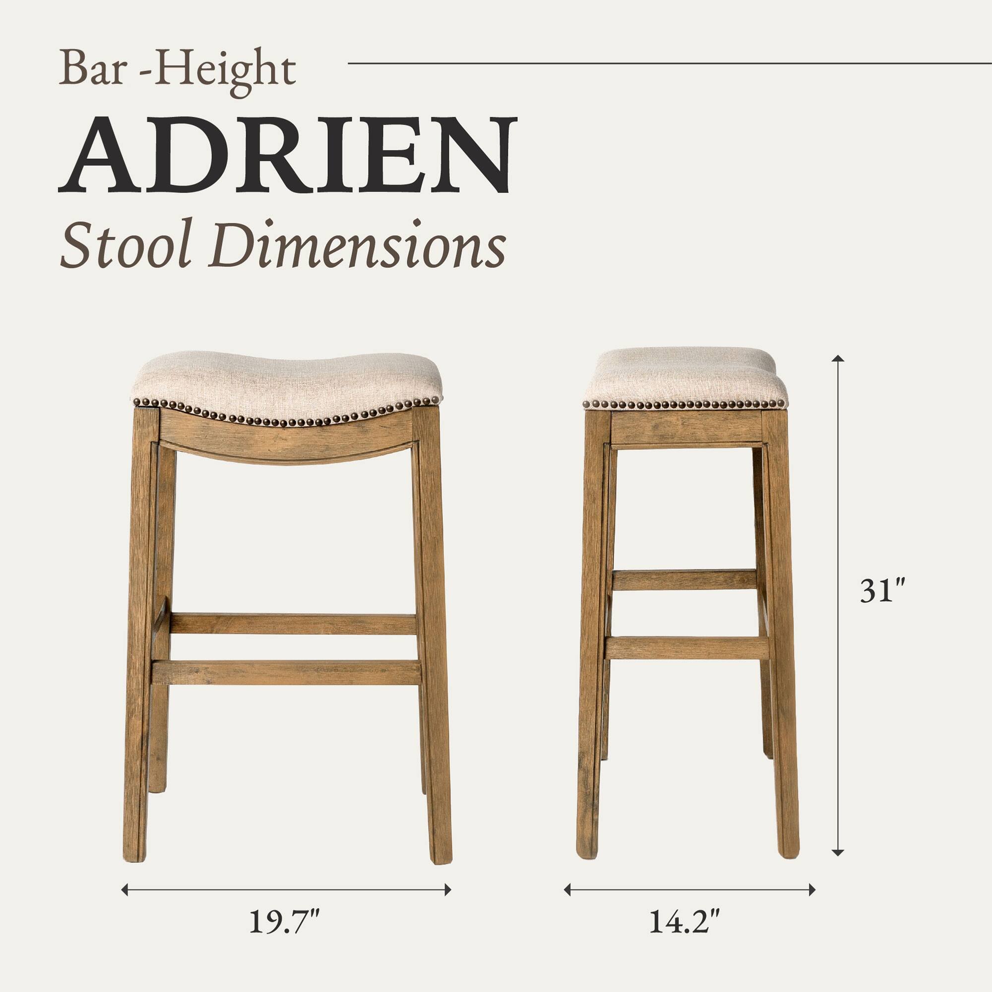 Bar-Height ADRIEN Stool Dimensions  
31"  
19.7"  
14.2"