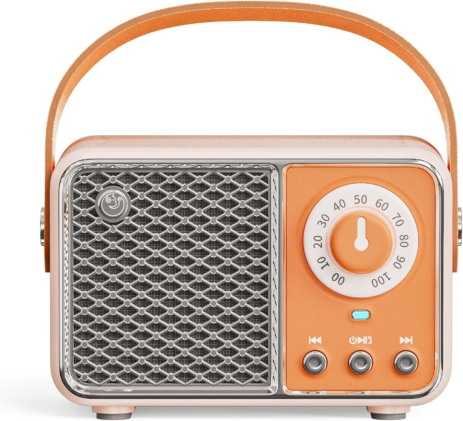 Stamp n Camp - Retro Bluetooth Speaker Vintage Decor Wireless Portable Bluetooth Speaker Cute Stylish Vintage Speakers for Kitchen - Orange
