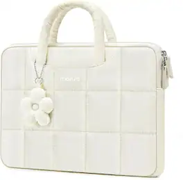 mosiso - Laptop Case 15-15.6 inch Puffy Laptop Sleeve with Handle for MacBook Pro 16 M5 M4 M4 M3 M2 M1 HP Acer Dell Lenovo - Sand