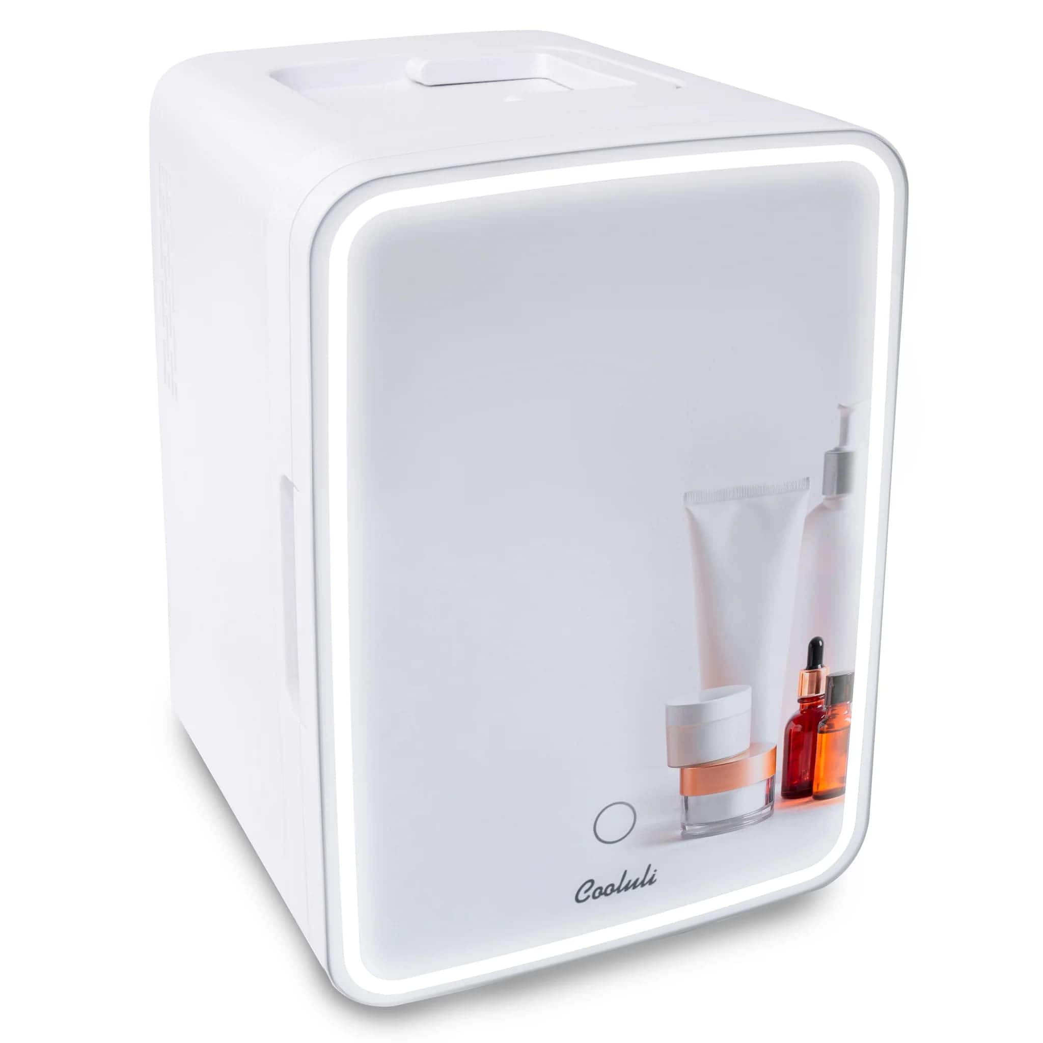 Front. Cooluli - Cooluli Glow Beauty 10L Mini Fridge with Mirror LED - White.