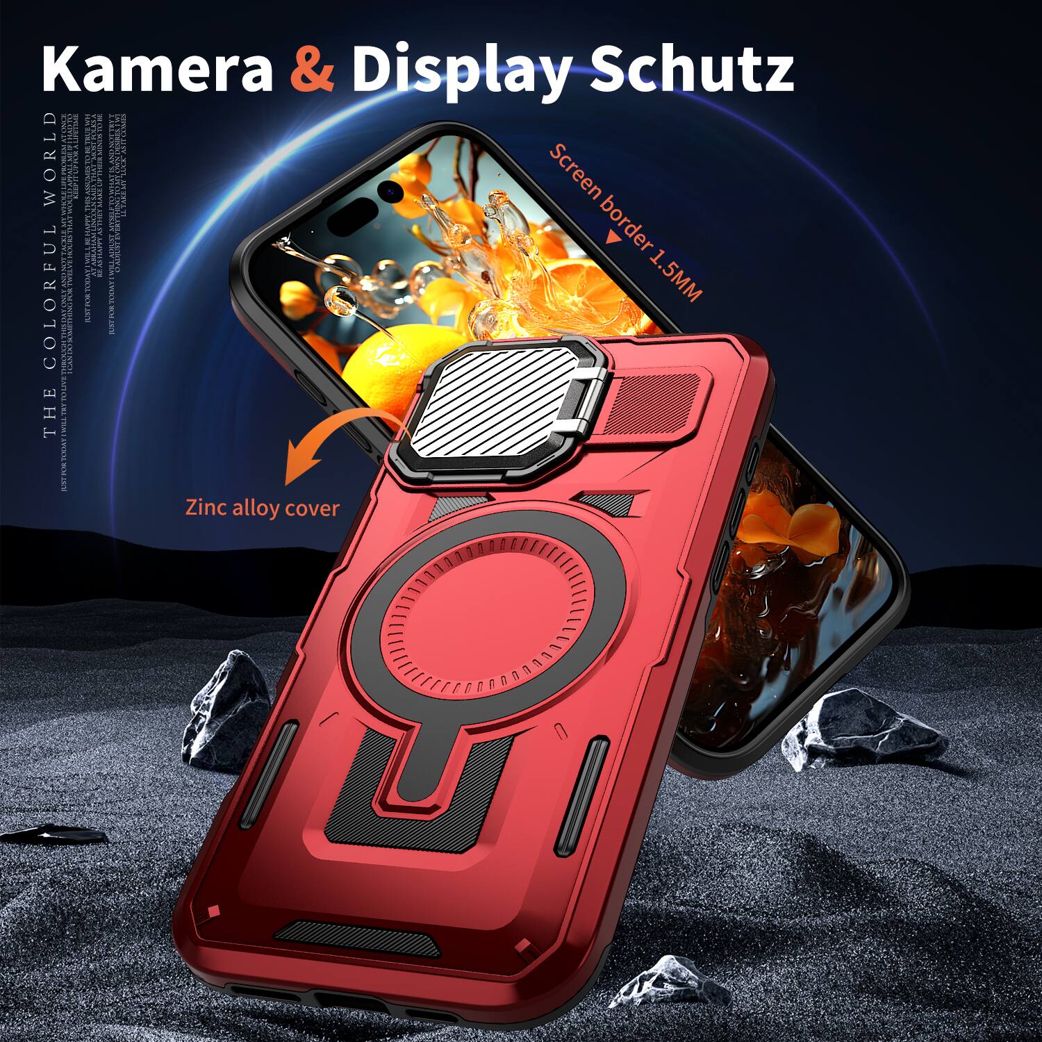 Kamera & Display Schutz  
LIFETIME STATES: WORLD  
Screen border: 1.5MM  
Zinc alloy cover