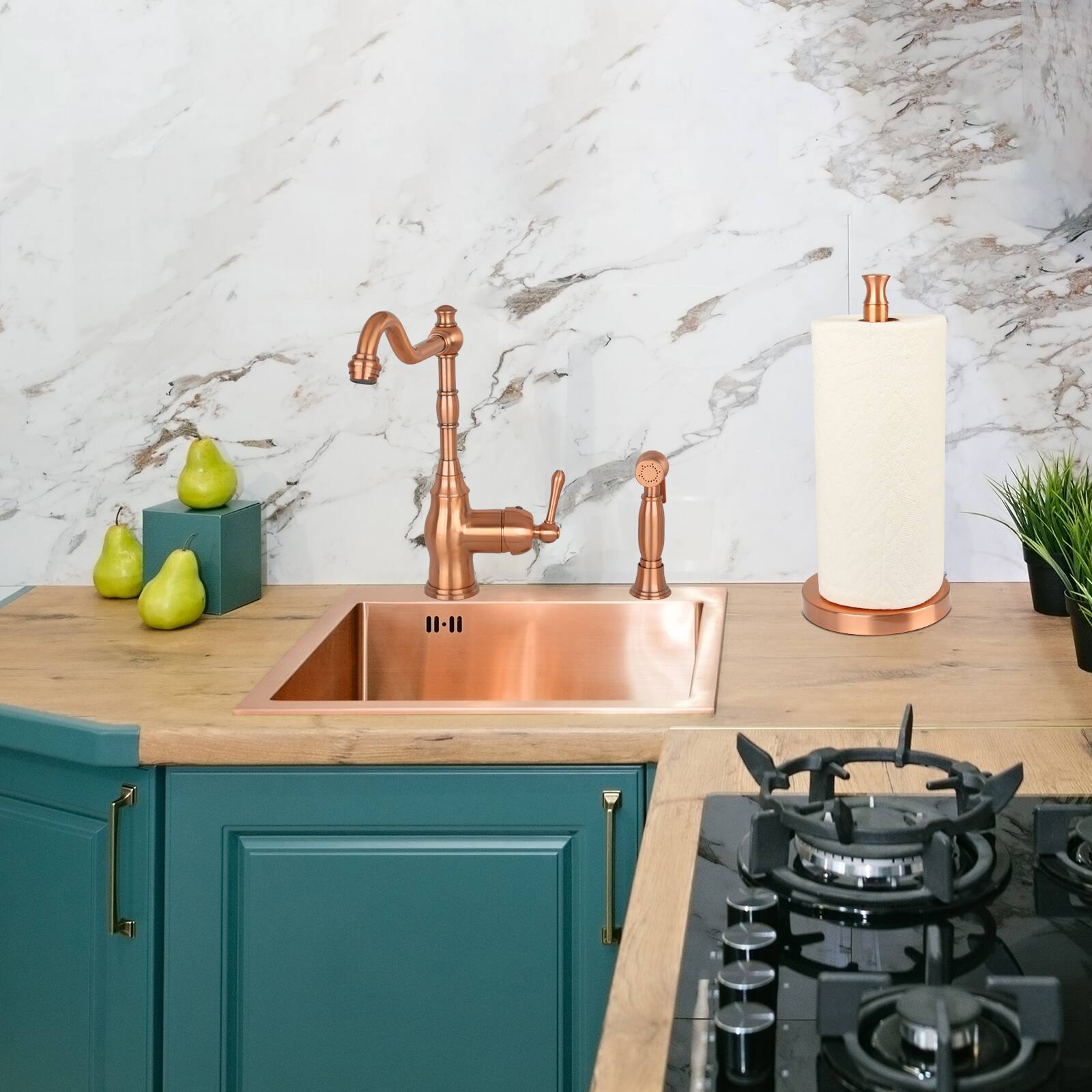 Alt View 8. Akicon - Akicon Paper Towel Holder Stand for Kitchen Countertop and Dining Room Table in Copper - Copper.